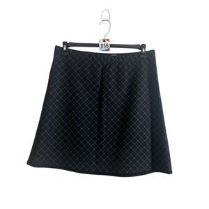 Max Studio Mini Skirt Large Navy Black Plaid A Line Workwear